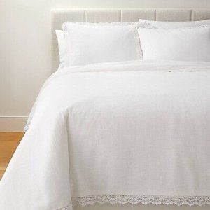 Lace Border Cotton Comforter & Sham Set White -Threshold